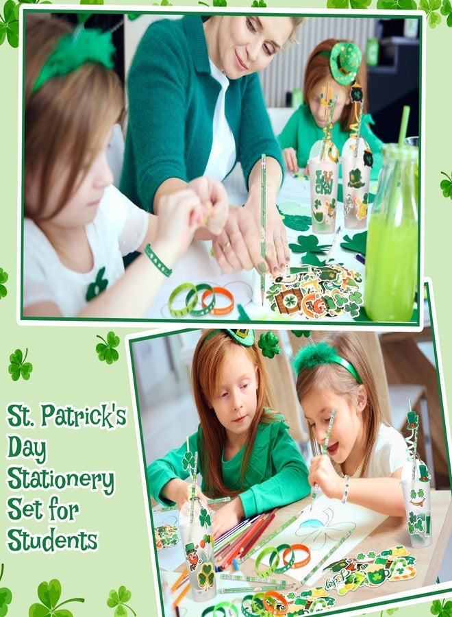 Funnymoom مجموعة هدايا قرطاسية لحفلات عيد القديس باتريك من Funnymoom، 194 قطعة، تتضمن حشوات أكواب، وسلسلة مفاتيح على شكل نبتة البرسيم، وقلم رصاص، وسوار سيليكون، وهدايا للفصول الدراسية، وجوائز ألعاب، ومكافآت مدرسية. - Image 2